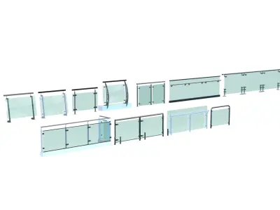Stainless steel glass railing Balcony 3D model