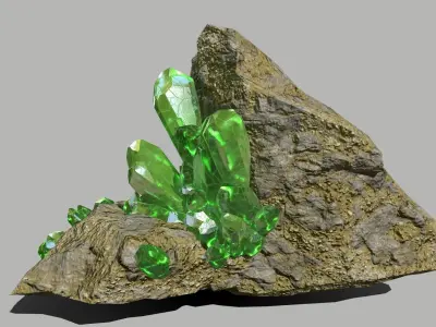 Crystal Set rock with crystals Low-poly 3D model order