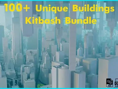 Low poly Buildings unique kitbash bundle 3D model