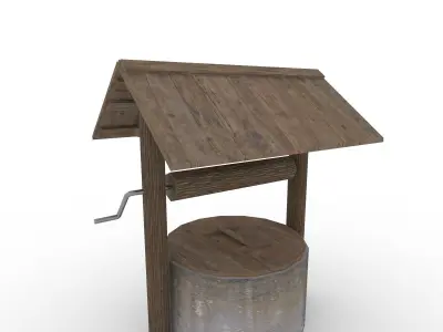 Village water well model Low-poly 3D model