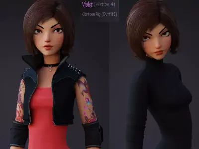 Violet Rig 2 outfit Low-poly 3D model