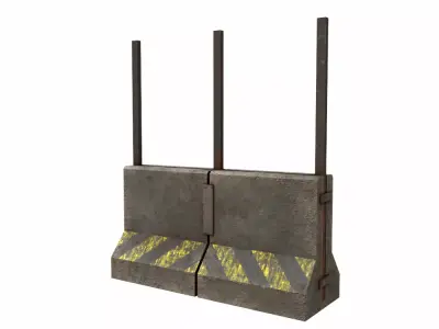 Concrete RoadBlock Barrier Barricade 3D model 12