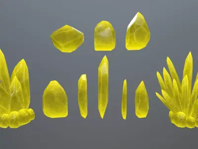 Crystal Set sword Low-poly 3D model order