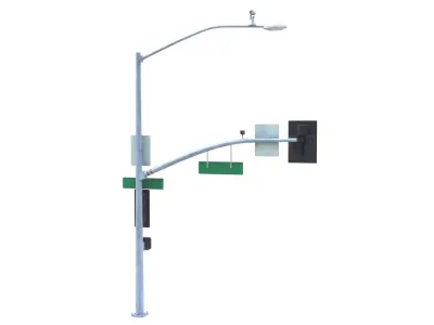 Street Light with Traffic 09 Low-poly 3D model