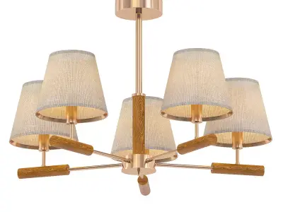 SIMEN five light chandelier in brass with shades 3D model