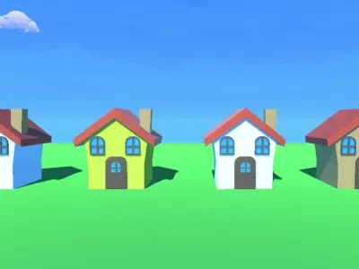 Cartoon house Low-poly 3D model 29