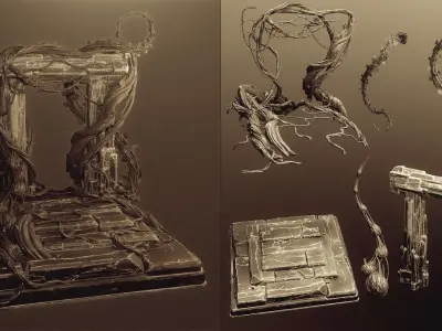 Dioramas - 15 modular figurine bases environment kits 3D model