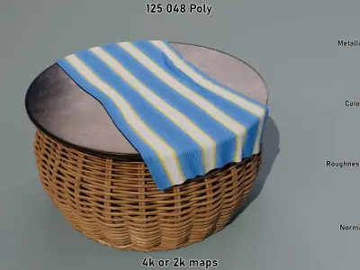 Wicker Low Table Low-poly 3D model