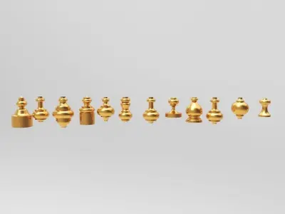 Baluster set of gold ornaments 3D model
