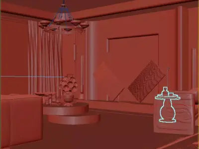 Interior Living Room Scene  3D model purchase