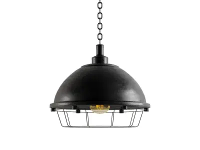 black cast industrial chandeliers 3D model