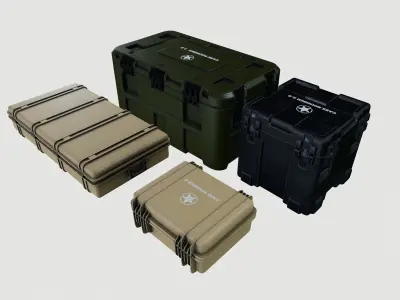 military cases Low-poly 3D model