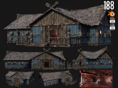 Old Viking House 4K Textures GameReady 188 Low-poly 3D model