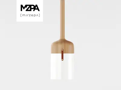 Nut C collection pendant light with wooden handle 3D model