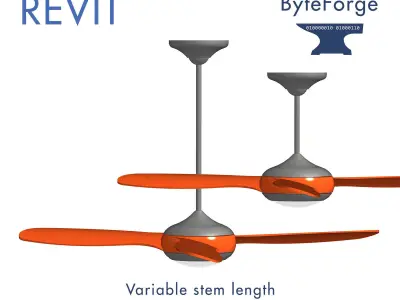 Revit Parametric Modern Ceiling Fan 3D model