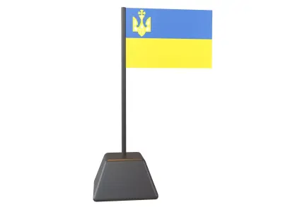 Ensign of Ukrainian Peoples Republic 1918 v1 001 Low-poly 3D model