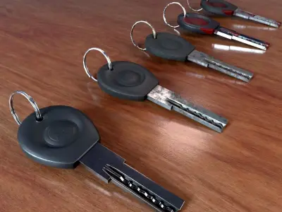 Realistic Door Key Lowpoly with a set of 5 PBR materials Low-poly 3D model