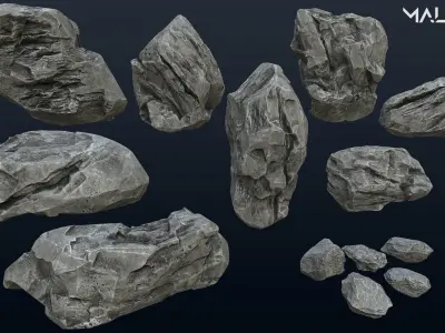 Rock Pack 4K PBR Game Ready  Low-poly 3D model
