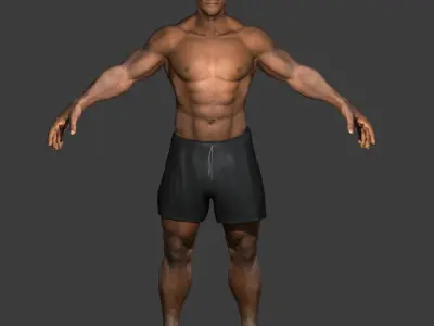 Muscular African American Male With Full Body Skeleton 3D model