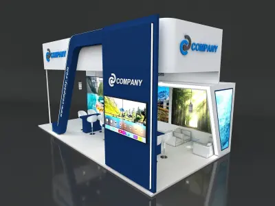 Exhibition Stand Booth Stall 10x5m Height 500cm 3 Side Open 3D model