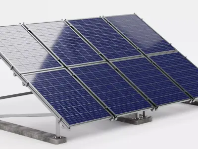 Solar Panel Set V4 - Double Polycrystalline Photovoltaic Array 3D model