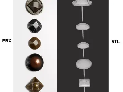 Forged iron metal nails set iron tools bolts 3D Print Low-poly 3D model