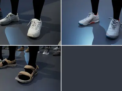 Civilian Shoes 50 Assets Low-poly 3D model