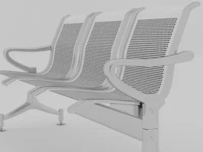 3 seater metal chair 3D model