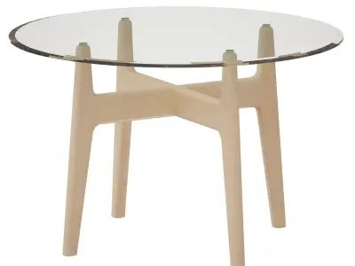 Tate 48 Round Dining Table with Glass Top and Sand Base 3D model