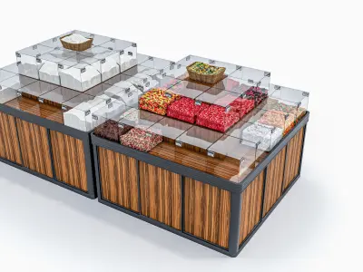 Supermarket  Grocery  stands  Shelves  Racks  Showcase   3D model