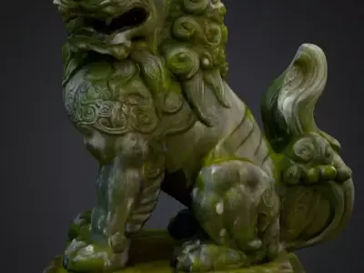 Realistic Japanese Komainu Guardian Lion-Dog 3D Model 3D model