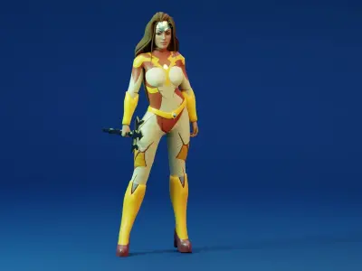 Sci-fi girl - Rigged  Low-poly 3D model