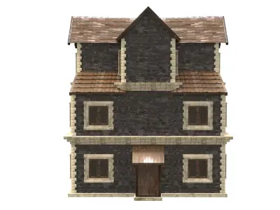 medieval house low poly city town residential house 32 Free low-poly 3D model