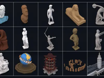 World Landmarks Monument  Mega Pack Collection Low-poly 3D model