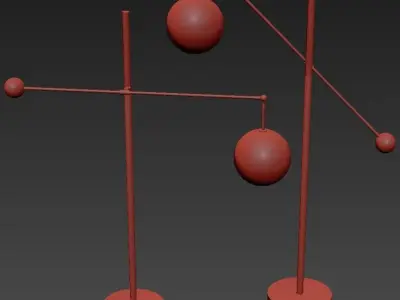 Restoration Hardware Glass Globe Mobile LEVER FLOOR LAMP Brass 3D model