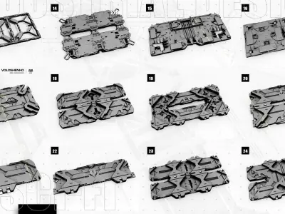 Sci-Fi walls Pack Vol4 3D model