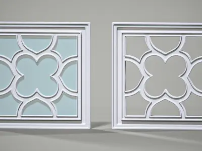 Highpoly Square Gothic Window Type3 3D model