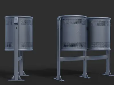 Low Poly Trash Bin Barcelona 3D model