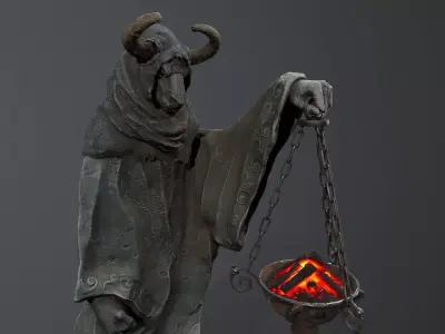 Dark Statue Low-poly 3D model