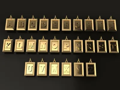 Antique Vintage Style Box Rectangle Letter Frame Pendant STYLE 8 3D print model