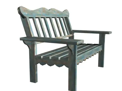 bench wooden chair Low-poly 3D model