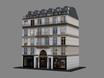 Typical Parisian Apartment Building 10 Low-poly 3D model