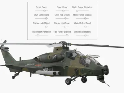  Changhe Z-10 Helicopter with Rockets Fire Snake 70A Rigged 