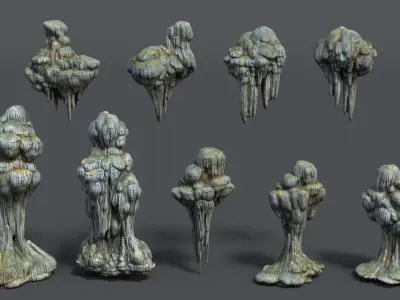 9 Modular Cave Formations - 250218 Low-poly 3D model