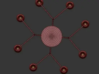 POULINA modern chandelier in brass 3D model