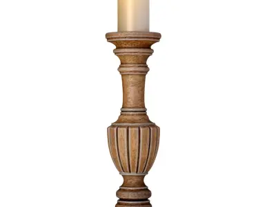 Wooden decorative Aged patinated Candle Holders candlesticks 3D model