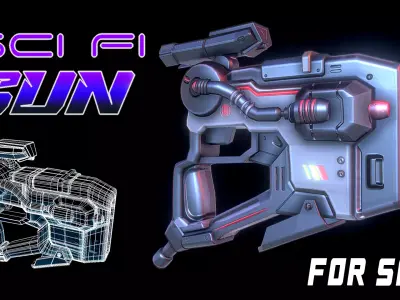  SCI FI GUN low poly Low-poly 3D model