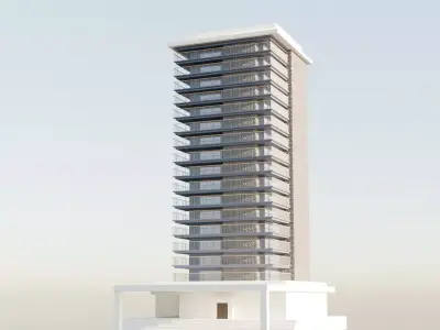  Modern Apartment Building 3D Model Low-poly 3D model