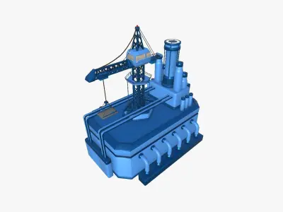 SciFi Factory A03 Blue - Sci Fi Exterior Design Low-poly 3D model