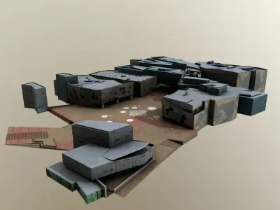 Melbourne Fed Square lowpoly  Low-poly 3D model